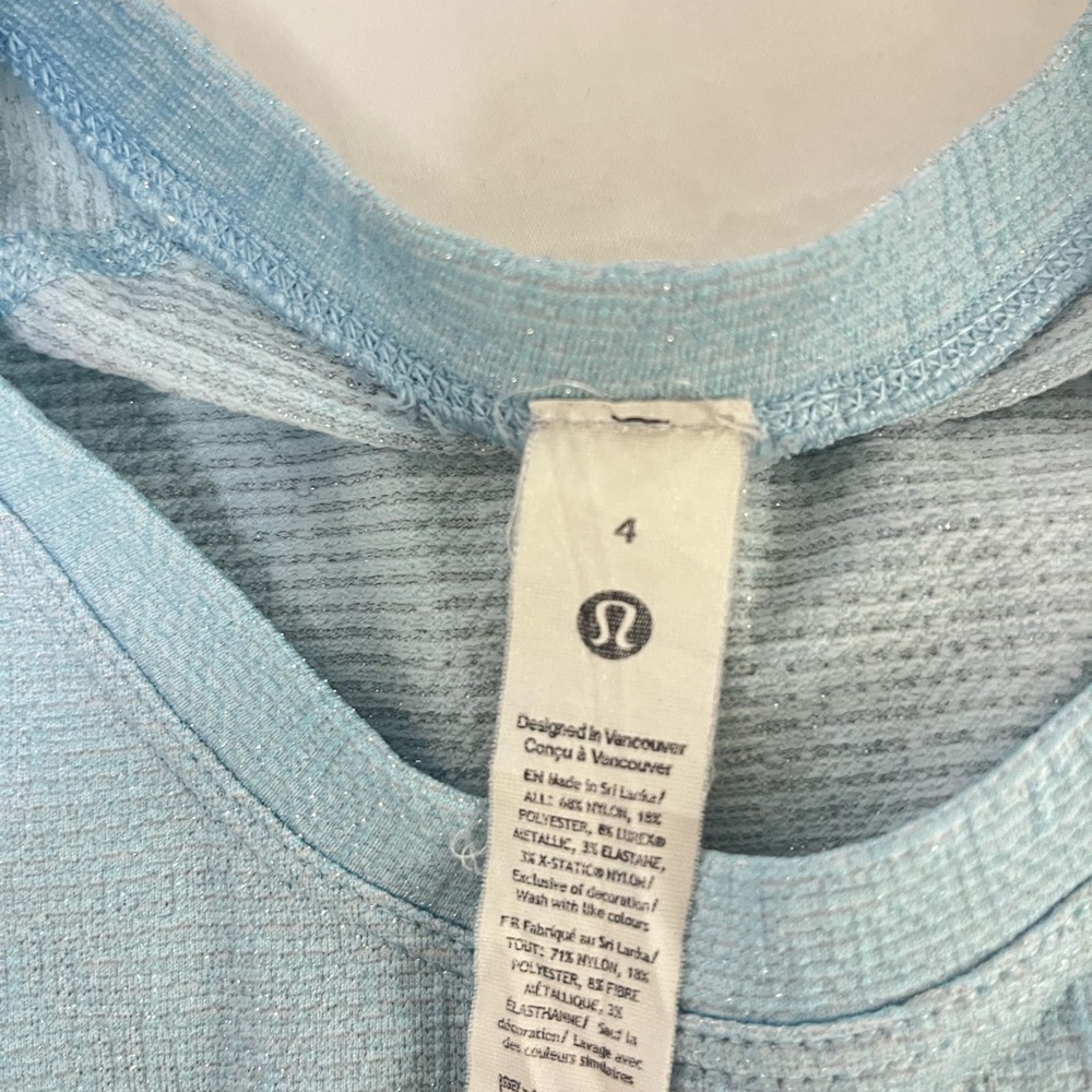RARE Lululemon Swiftly Tech 2.0 Short Sleeve *Sparkle Size 4 Hip-length Top - Picture 3 of 3